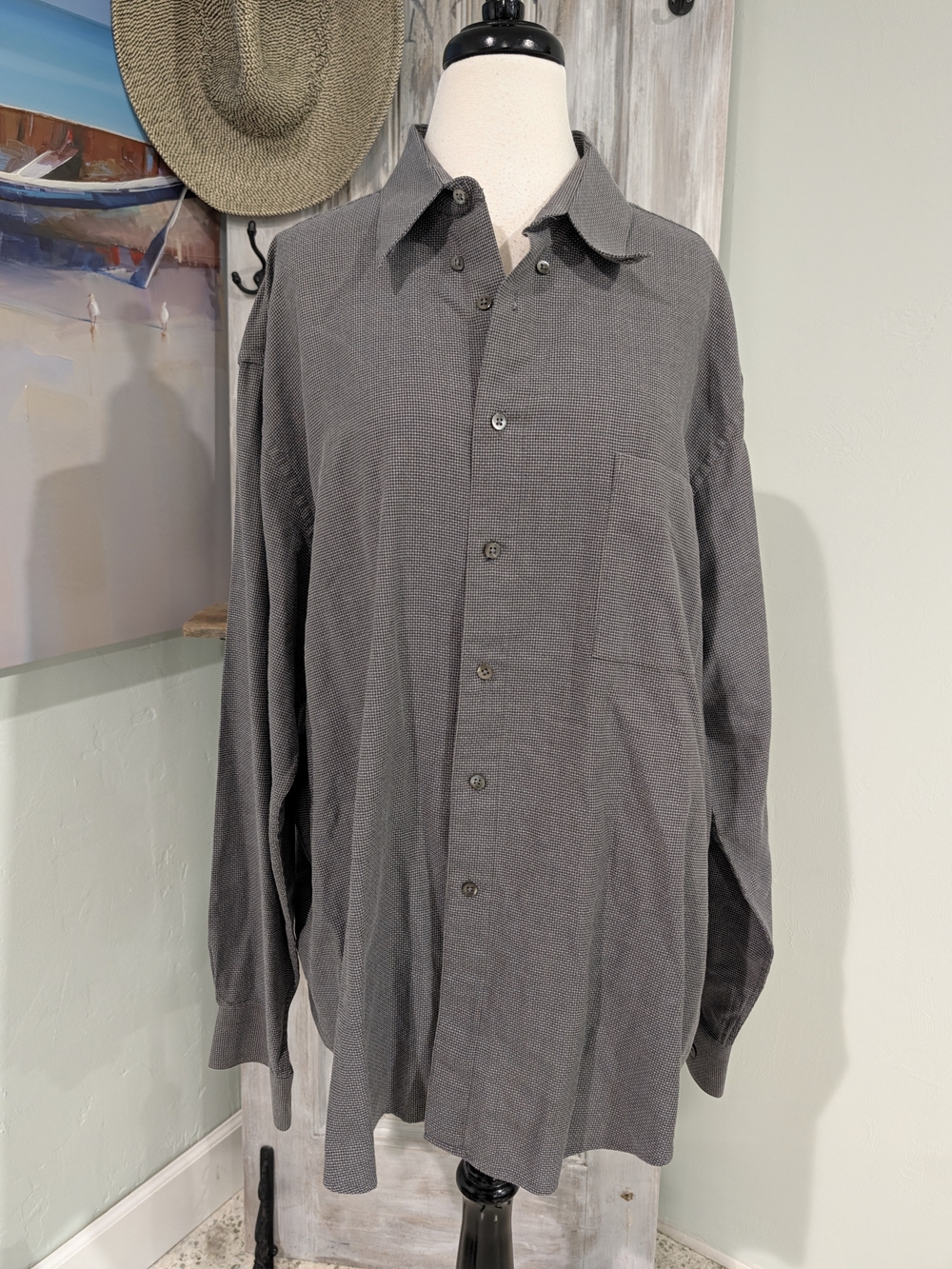 Donna Karan Men's Charcoal Button-Up Shirt Jacket